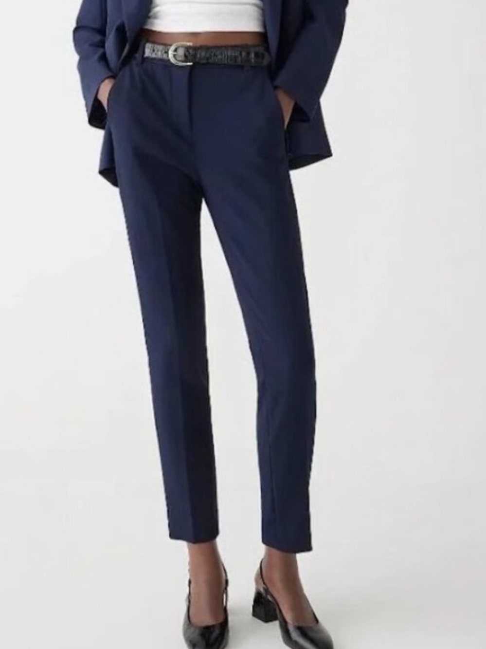 J. Crew NWT Cameron high rise straight leg tailored navy trousers size 8
